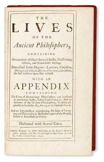 DIOGENES LAERTIUS; et al. The Lives of the Ancient Philosophers.  1702